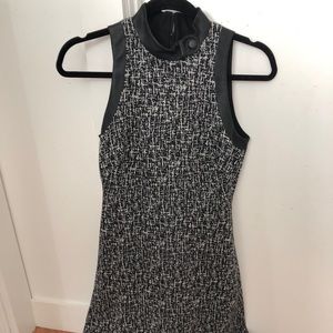 Leather trim collar dress